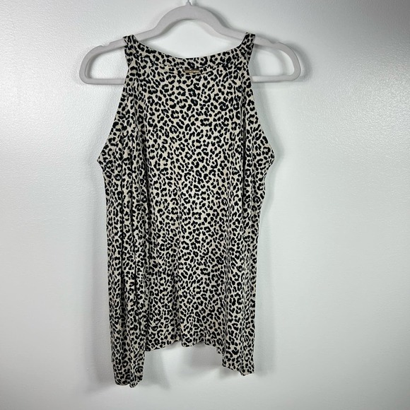NEW Michael Kors Leopard Cheetah Print Long Sleeved Cold Shoulder Blouse Medium - Picture 9 of 9